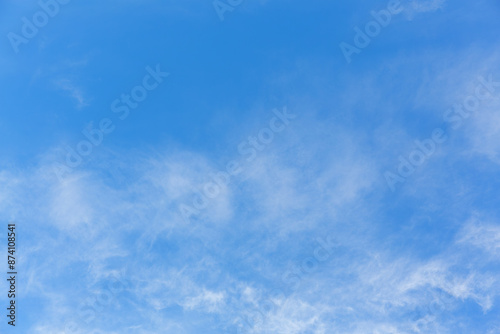 Image of a layer of thin white clouds against a blue sky.