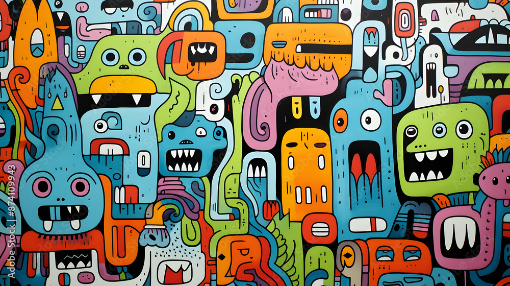 Colorful Doodle Monster Illustration Colorful Doodle Monster Illustration