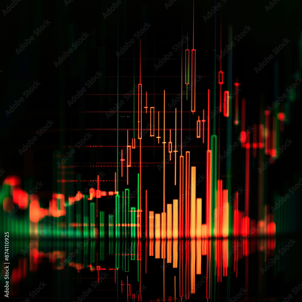 Contrast Digital Stock Chart with Green and Red Candles for Market Analysis and Trading Contrast Digital Stock Chart with Green and Red Candles for Market Analysis and Trading