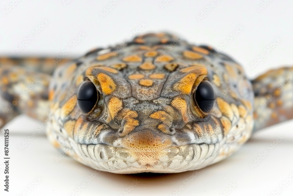 Fototapeta premium Portrait of a Colorful and Exotic Lizard with Detailed Scales Creating a Vibrant and Lively Scene