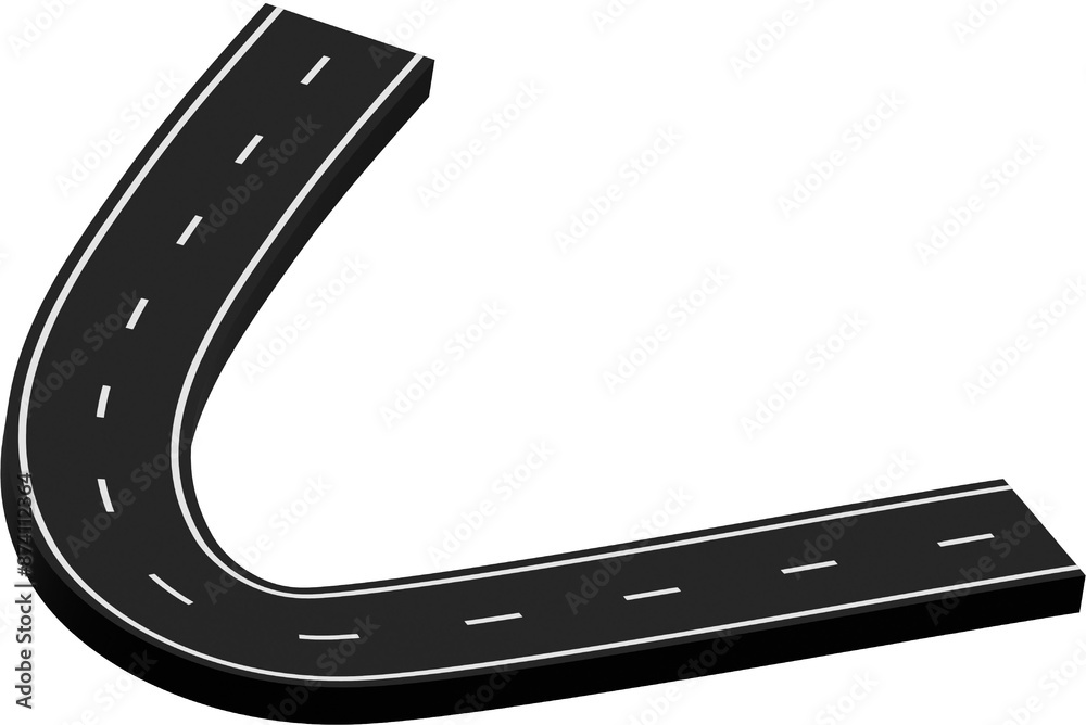 Curved road with white markings, route, street, highway Curved road with white markings, route, street, highway