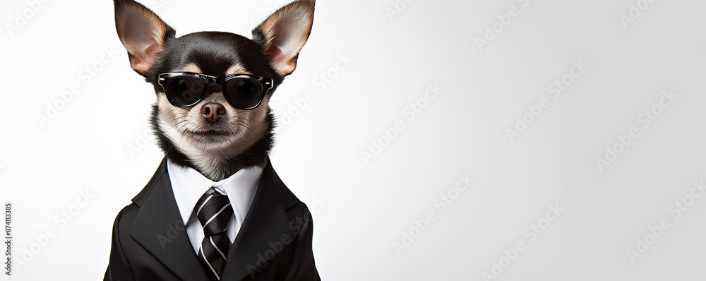 Chihuahua Dog Wearing Sunglasses and Suit Chihuahua Dog Wearing Sunglasses and Suit