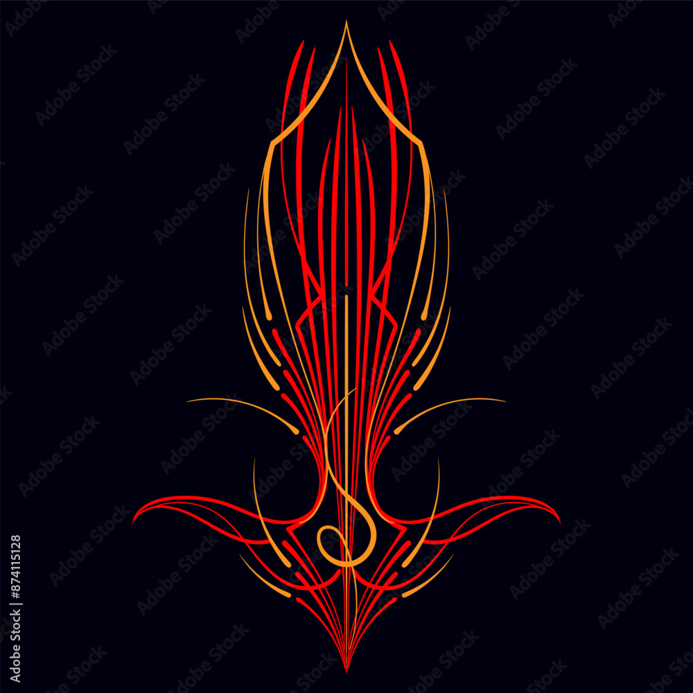 Floral art illustration. Vintage pinstripes art motorcycle and car. Retro and vintage ornaments. For vinyl sticker, painting template, tattoo, apparel, merchandise, border, frame. Vector Eps 10.
