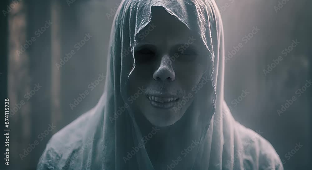 A ghost with a smoke in the background A ghost with a smoke in the background