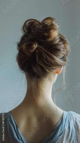 Elegant Back View of Model with Shiny Hair 