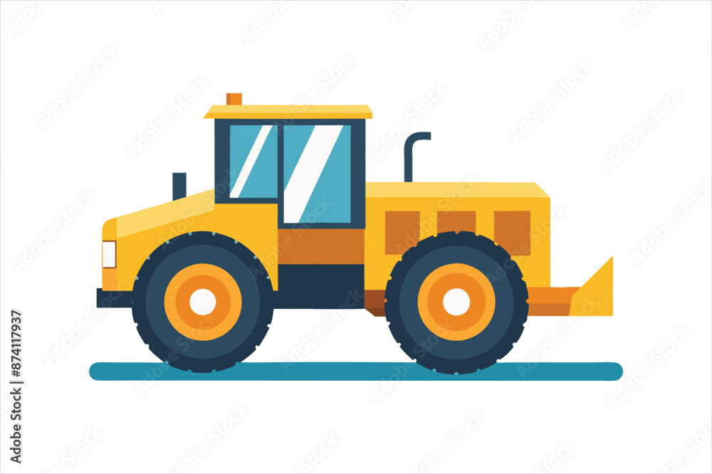 Fototapeta premium realistic Wheel Tractor Scraper Construction vehicle vector art illustration
