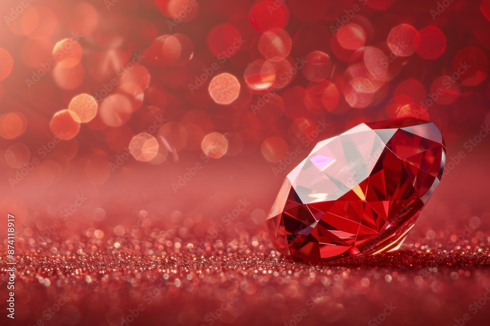 Red Ruby on Sparkling Background Red Ruby on Sparkling Background