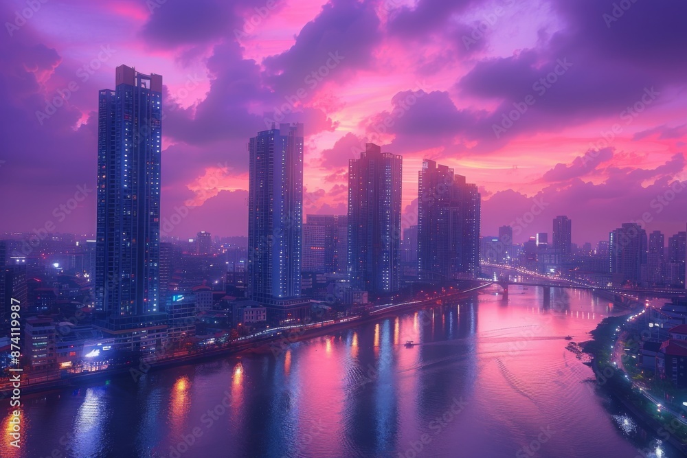 Fototapeta premium Cityscape at Sunset