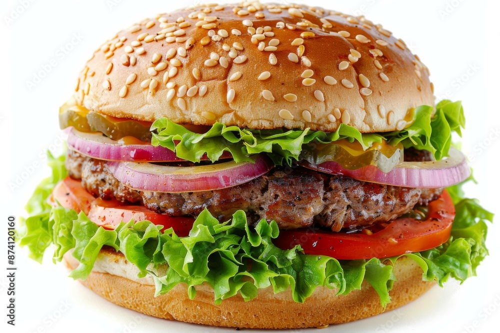 Delicious Beef Burger With Fresh Veggies Delicious Beef Burger With Fresh Veggies