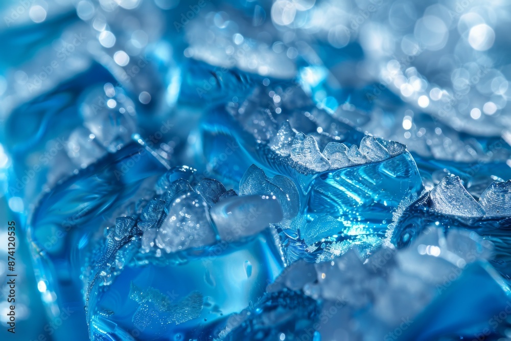 Close-up of Blue Ice Cubes