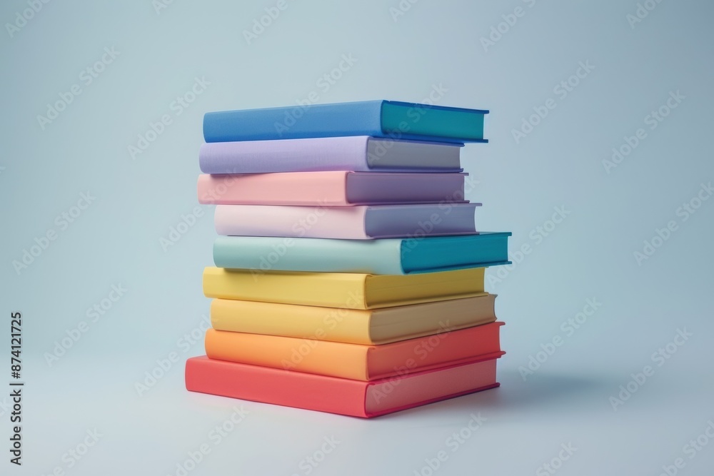 Stack of colorful books arranged on a light background, representing education, literature, and knowledge in vibrant pastel colors. Stack of colorful books arranged on a light background, representing education, literature, and knowledge in vibrant pastel colors.