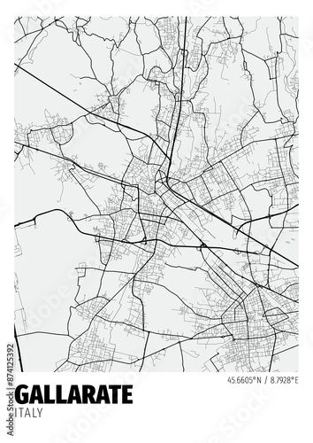 Photos Gallarate City, Italy Map - Poster Maps White Modern Wall Art Home Decor Ready t