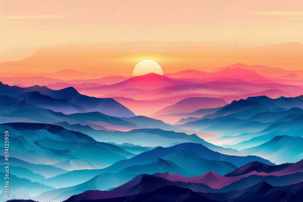 Obraz premium Colorful Mountain Sunrise