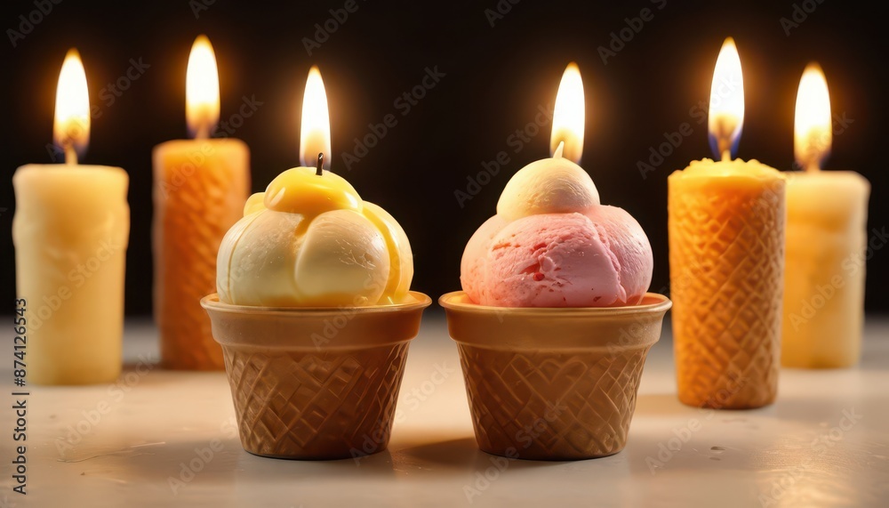 Burning Ice Cream Candles. Burning Ice Cream Candles.