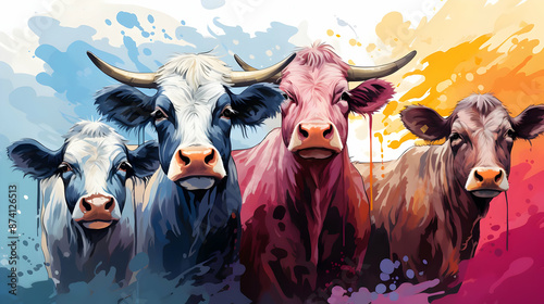 Colorful Cow Illustration