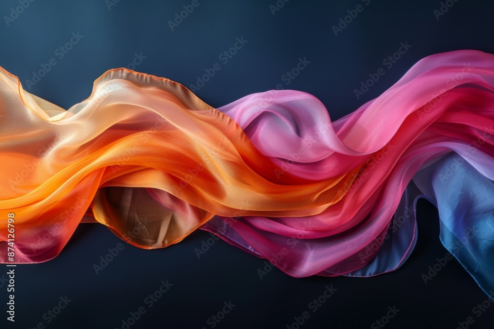 Colorful Flowing Fabric Against Dark Background Colorful Flowing Fabric Against Dark Background