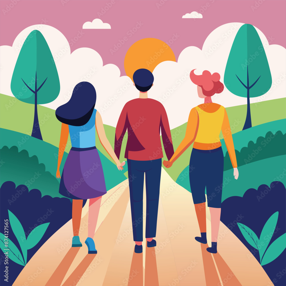 Vibrant Illustration of Teens Celebrating Friendship Day Vibrant Illustration of Teens Celebrating Friendship Day