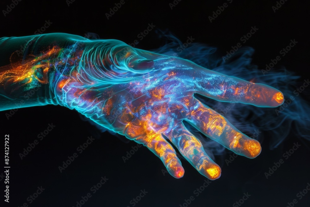 Glowing Hand with Artistic Effects Glowing Hand with Artistic Effects