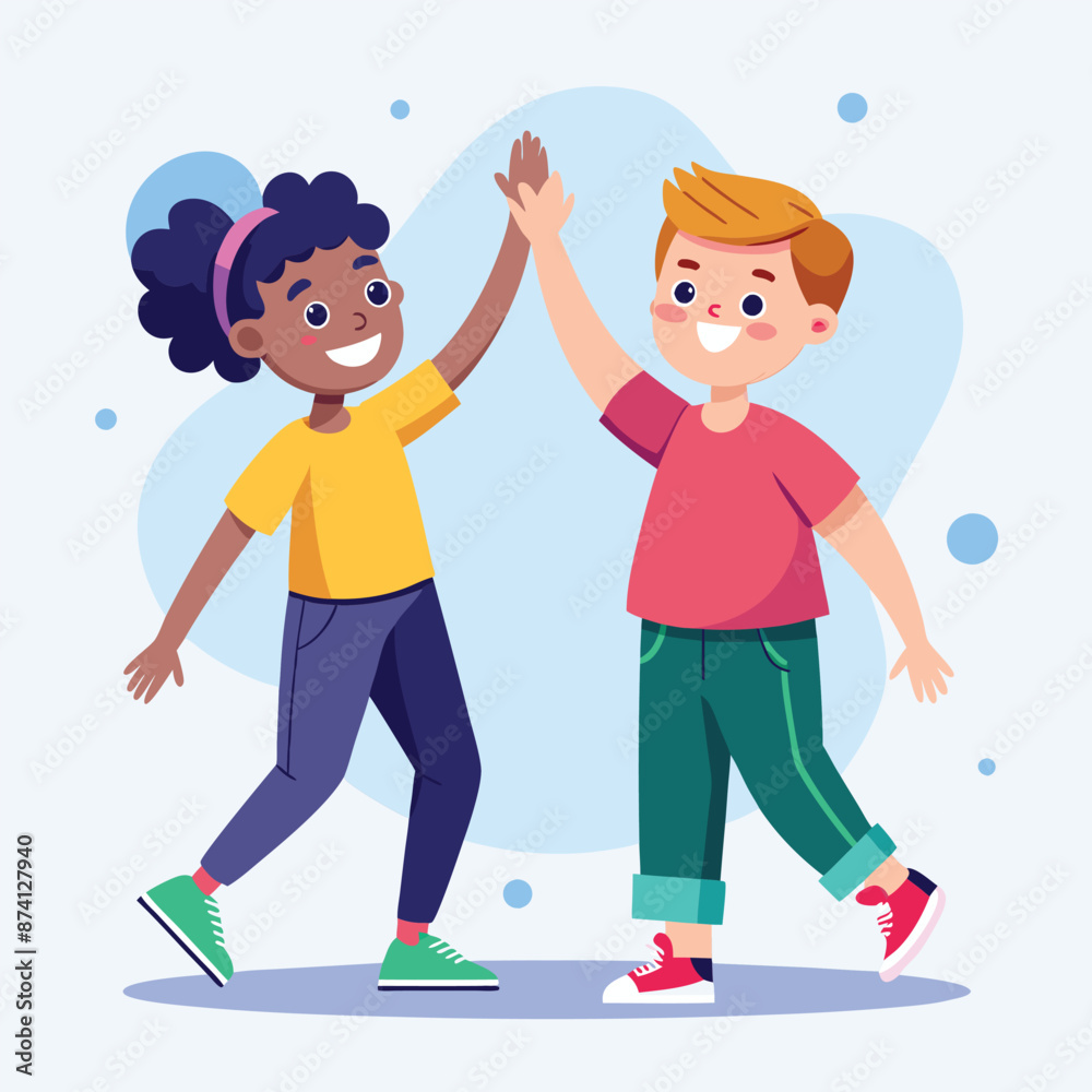Vibrant Illustration of Teens Celebrating Friendship Day Vibrant Illustration of Teens Celebrating Friendship Day