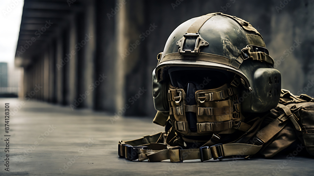 Fototapeta premium military helmet on the ground