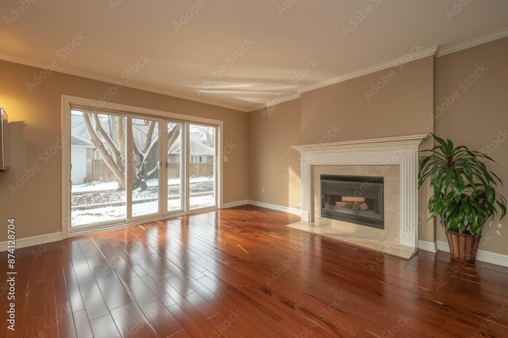 Fototapeta premium Cozy Living Room with Fireplace