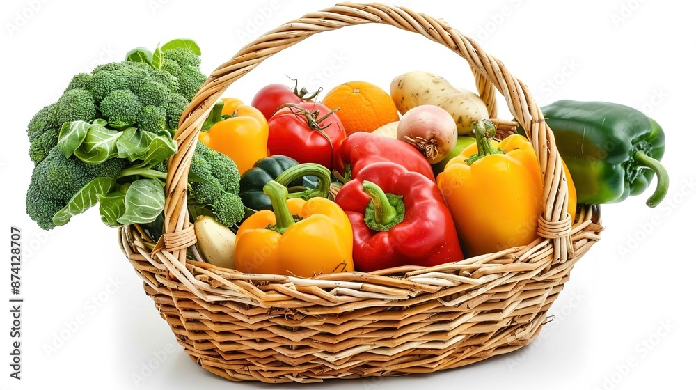 A wooden box full of vegetables on a white background The high resolution, high quality photography is in the style of a high detail image A wooden box full of vegetables on a white background The high resolution, high quality photography is in the style of a high detail image