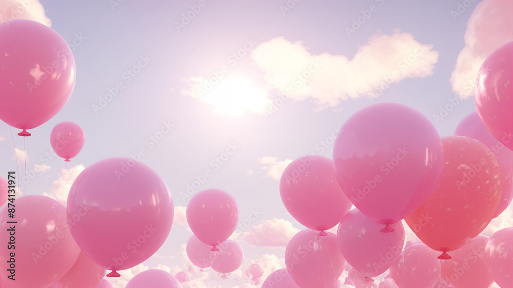 pink balloons floating in the air pink balloons floating in the air