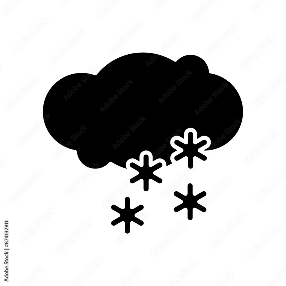 snow cloud icon, silhouette vector isolated on white background. simple and modern design snow cloud icon, silhouette vector isolated on white background. simple and modern design