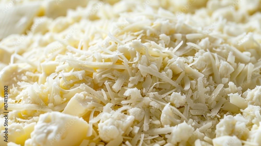 Close-up of Grated Cheese - A close-up shot of a pile of grated cheese, showcasing its delicate texture and creamy white color. - A close-up shot of a pile of grated cheese, showcasing its delicate te Close-up of Grated Cheese - A close-up shot of a pile of grated cheese, showcasing its delicate texture and creamy white color. - A close-up shot of a pile of grated cheese, showcasing its delicate te
