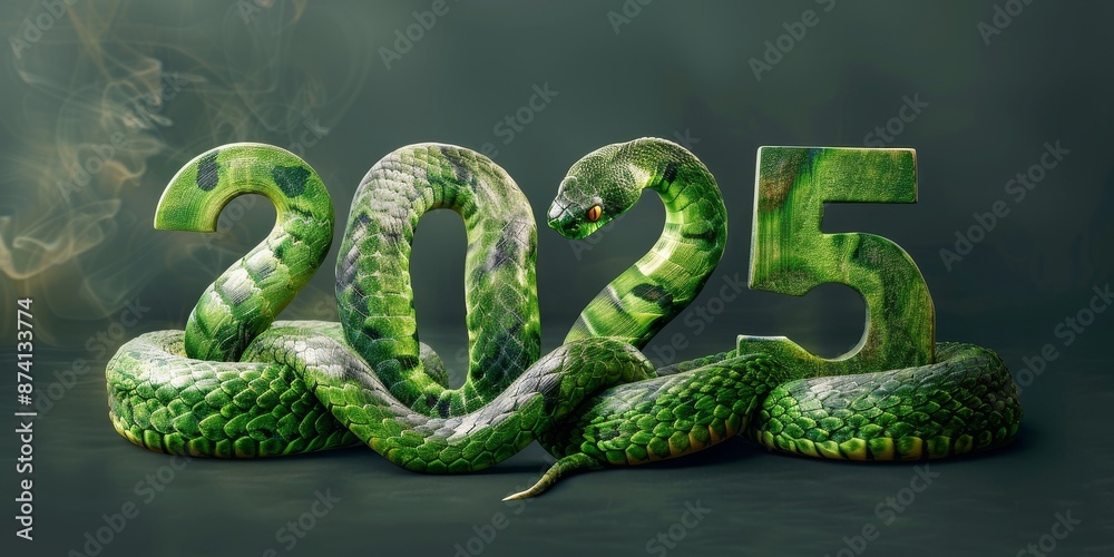Celebration Chinese new year with symbol of the year 2025 - green wooden snake Celebration Chinese new year with symbol of the year 2025 - green wooden snake