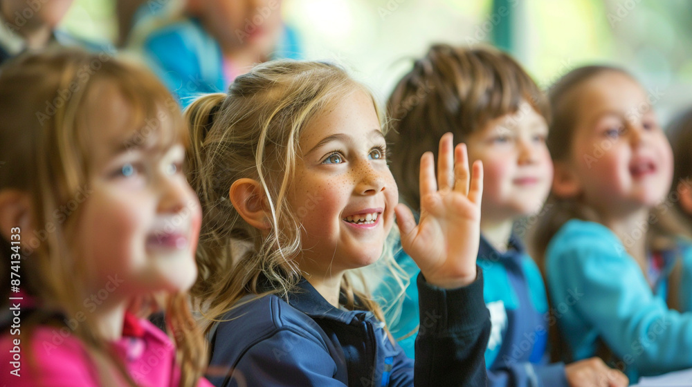 Fototapeta premium Schoolchildren in a motivated class..