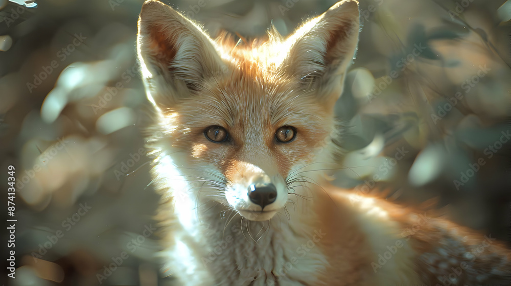 Fototapeta premium Red Fox Portrait in Forest Illustration