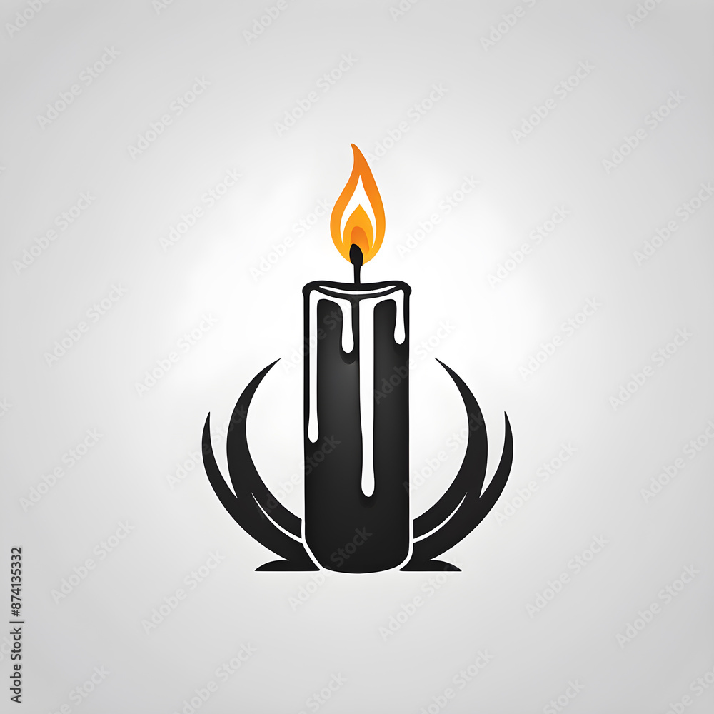 Fototapeta premium Melting candle fire logo icon on white background. Generative AI
