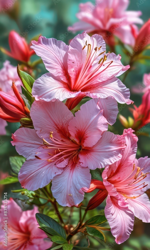 Pink Azalea Flowers in Bloom. Pink Azalea Flowers in Bloom.