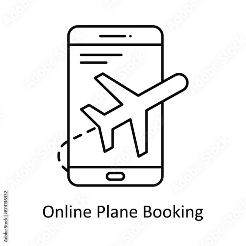 Online Plane Booking vector outline Design illustration. Symbol on White background EPS 10 File 
