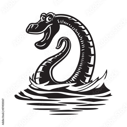 Lochness monster sillhouette image vector. loch ness logo design inspiration. isolated on white