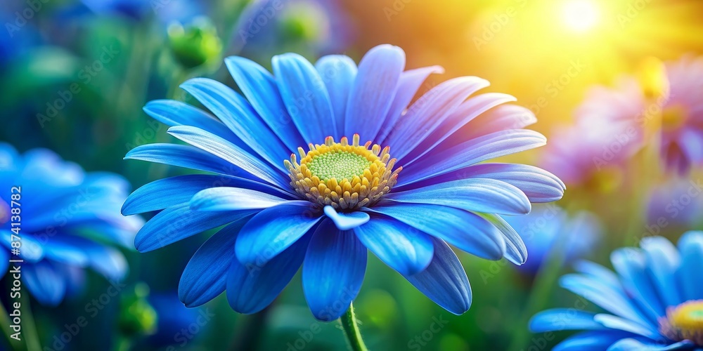 Obraz premium Blue Daisy Blossom in the Sunlight