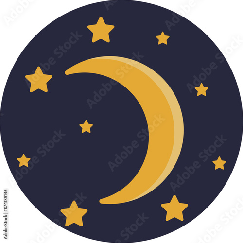 A calming moon icon representing nighttime rest and relaxation, ideal for sleep-related applications.