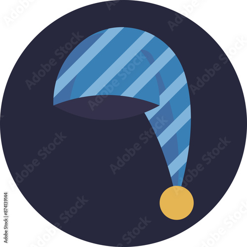 This icon captures the essence of a peaceful night's sleep with a charming sleeping cap. Featuring a soft, drooping shape and a whimsical ball at the end.