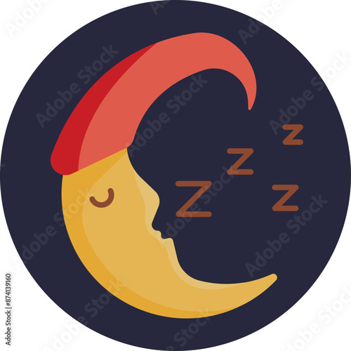 A sleepy-eyed moon with a tranquil expression, nestled amidst fluffy clouds, evoking a sense of calm and restfulness.