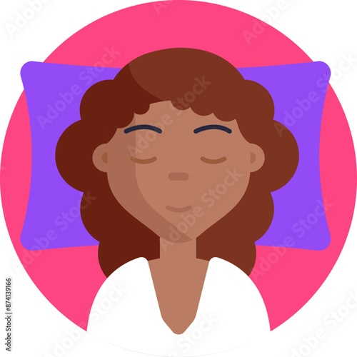A serene depiction of a woman sleeping peacefully, with gentle curves and closed eyes, symbolizing deep rest and tranquility.