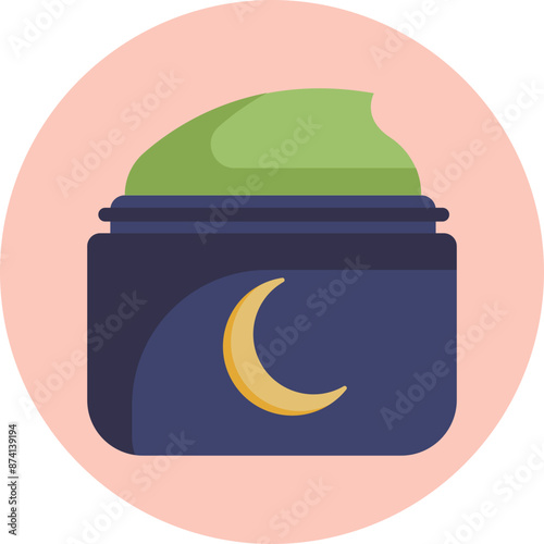 A serene moonlit jar of night cream, symbolizing rejuvenation and skin care during sleep.