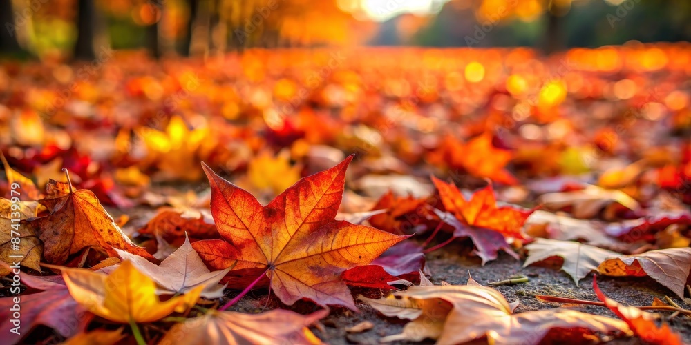 Closeup of Vibrant Red Maple Leaf in Autumn Foliage Closeup of Vibrant Red Maple Leaf in Autumn Foliage