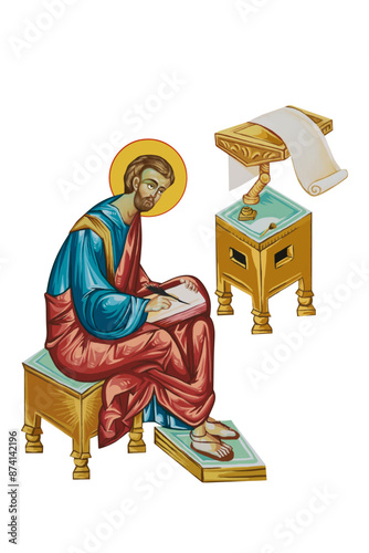 Apostle Luke illustration in Byzantine style 
