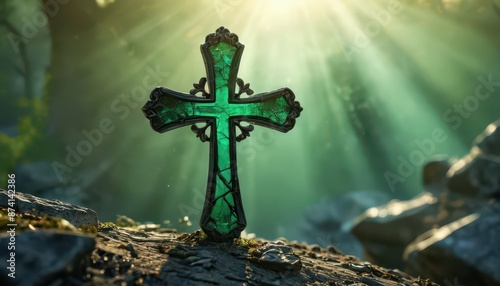 Green Cross in a Forest.