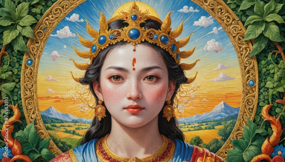 Fototapeta premium Portrait of a Woman with a Crown.