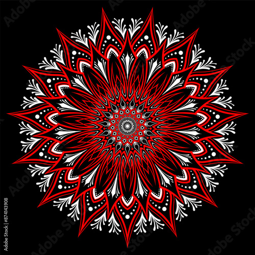 Mandala art illustration. Vintage pinstripes art motorcycle and car. Retro and vintage ornaments. For vinyl sticker, painting template, tattoo, apparel, merchandise, border, frame. Vector Eps 10. photo