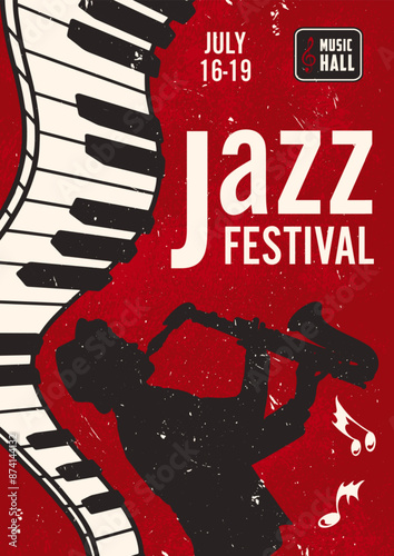 Jazz festival vintage sticker colorful