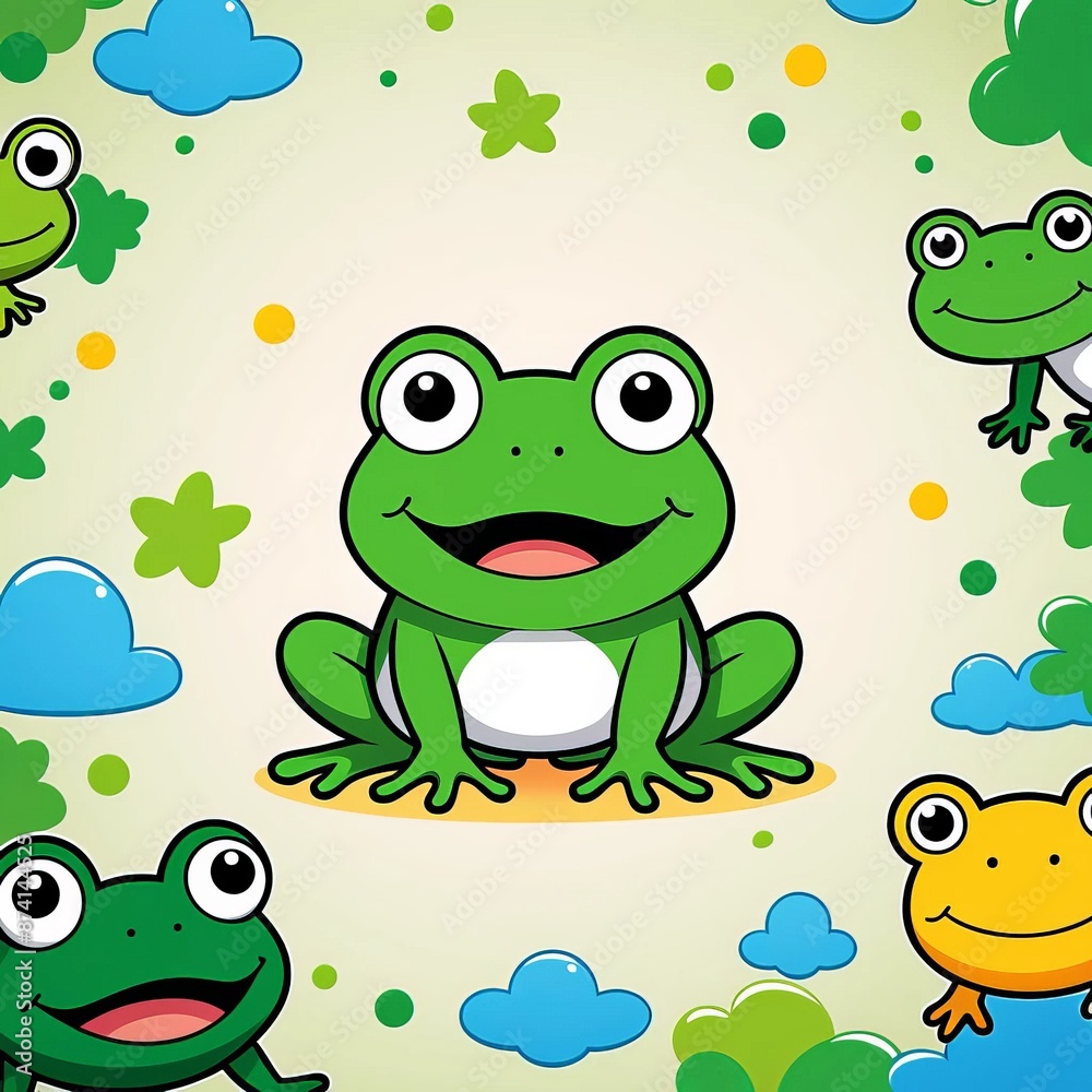 Fototapeta premium Cute Frog Cartoon