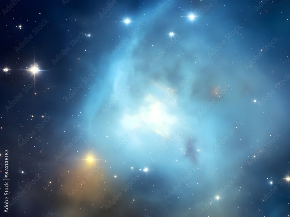 Vivid Blue Nebula with Stars Illuminating a Beautiful, Smooth Cosmic Background Vivid Blue Nebula with Stars Illuminating a Beautiful, Smooth Cosmic Background
